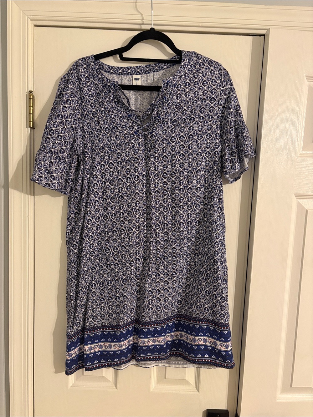Old Navy Blue and White Printed Mini Dress